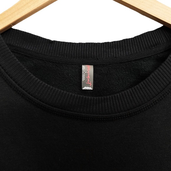 NWT Free People FP Movement Snow Worries Layer Knit Crop Sweatshirt Top Black - Picture 4 of 6